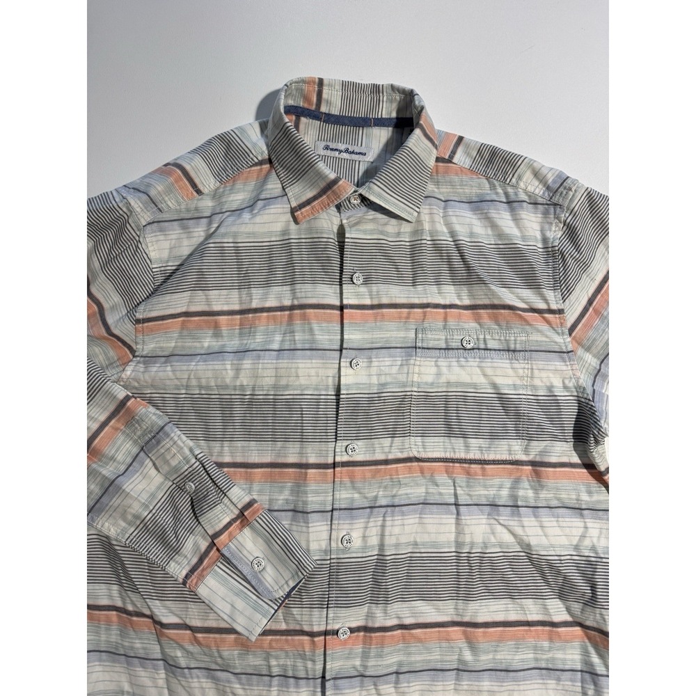 Tommy Bahama Men's Medium Button Up Long Sleeve Shirt Plaid Cotton / Tencel